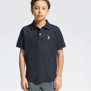 Psycho Bunny Kids Classic Pique Polo Shirt Navy Size Small